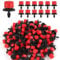 Rolcoassuns 100Pcs 1/4 Inch Adjustable Irrigation Drippers, 360° Micro Drip Emitters for Garden Watering System, Anti-Clogging Sprinklers for 4mm/7mm Hoses, Red