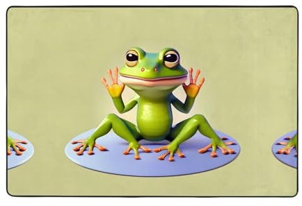 WZYWHJ Der lustige Frosch macht Yoga-Bild, rutschfeste Bodenmatte, Teppich, 91,4 x 61 cm, für Wohnzimmer, Büro, Couchtisch, Bett, Balkon