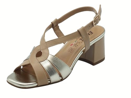 ENVAL SOFT 7773811 Capra Nappata Beige Sandalias Confort para Mujer de Piel y Pintura Tacón Alto, beige, 41 EU