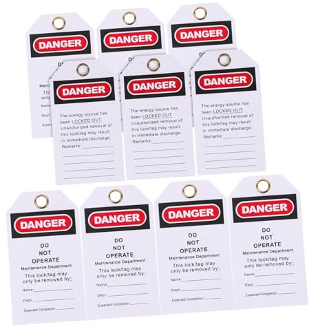 ERINGOGO 10 Stück Warnlabel Schlüssel sperren Geräte-Tags Sperretiketten Sicherheitsausrüstung Bausatz -Tag-Kits Warnschilder Hängeetiketten nicht betätigen Sperrkennzeichen PVC