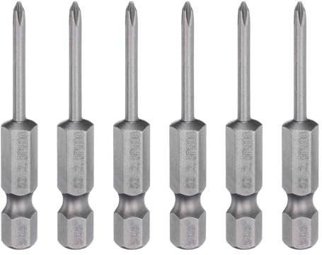 HARFINGTON 6pcs #00 Phillips Screwdriver Bit PH00 1/4 Hex Shank 2 (50mm) Long Magnetic S2 Steel Industrial Grade Screw Driver Bit Cross Head Electric Drill Bits 0.1 (2.5mm) Rod