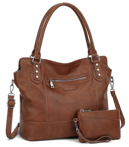 TANTOMI Handtasche für Damen – Große Shopper Tasche im Vintage-Stil mit abnehmbarem Schulterriemen. Diese praktische 2-teilige Slouchy Umhängetasche ist ideal für die Arbeit, die Schule oder Reisen