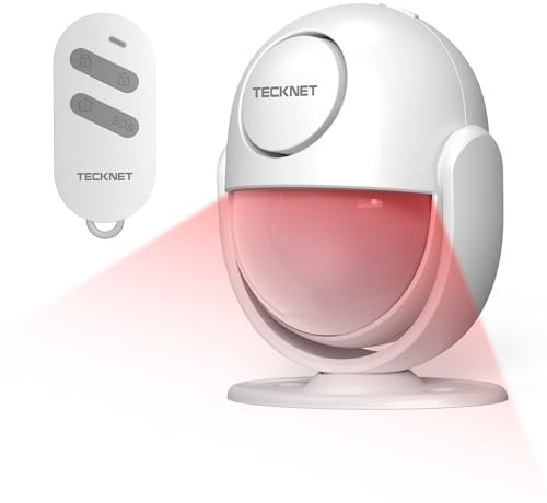 TECKNET Bewegungsmelder Alarm, Bewegungssensor mit Fernbedienung, PIR Alarmanlage Alarm, 125 dB, 120° Erfassungsbereich, Anti-Diebstahl einbruchschutz Alarmanlage für Haus, Wohnung, Geschäfte, Garage
