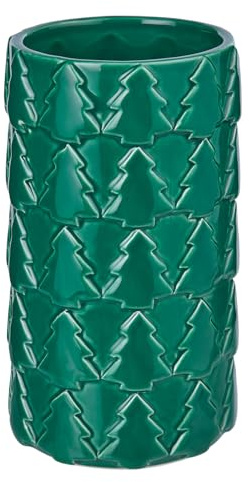 BUTLERS Vase Tannenbäume zylindrisch 18cm Dolomit Statement | Moderne Blumenvase | Weihnachtsdeko für den Tisch | Deko-Highlight mit 3D-Tannenbäumen