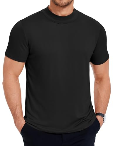 COOFANDY T-shirts à col roulé et manches courtes pour homme | Manches courtes, couleur unie, pull-over, basique, coupe ajustée, tendance et élégant, classique décontracté, usage quotidien