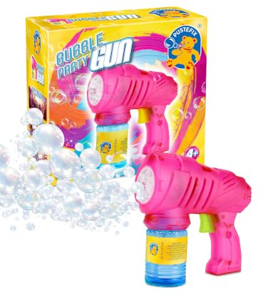 PUSTEFIX Bubble Party Gun I Seifenblasenpistole I 60 ml Flüssigkeit I Für Hochzeit, Kindergeburtstag & Polterabend I Für Kinder & Erwachsene