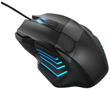 XUMIUZIY Kabelgebundene Gaming Maus, RGB ergonomische Computermaus mit Optischem Sensor, 2400 DPI Anpassung, 7 Tasten, Dynamisches RGB Licht, 1,5 M USB Kabel, für PC Laptop (Mit Ton)