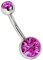 Titan Bauchnabel Piercing 1,6 x 12 mm mit Zirkonias rund in 8 mm + 5 mm Stein Kugel in pink