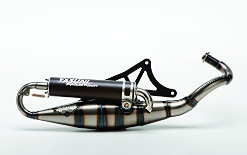 Auspuff,TUB420B,Yasuni AA8Scooter Rschwarz für Piaggio | Sportauspuff, 2T-Roller, Endschalldämpfer schwarz, Straßenzulassung: Ja; kompatibel mit GILERA DNA 50 C27, Ice 50 C30 2T AC