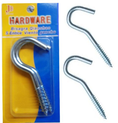 2 x Screw Hook Nails Large S Heavy Duty Wall Fixing Hanging Steel Thread Screws 100mm