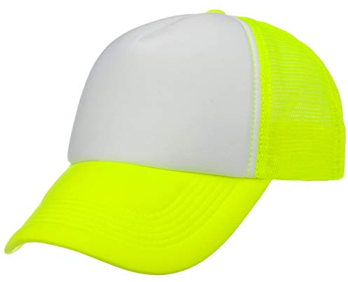 Hutshopping 70er Rapper Cap Truckercap Meshcap Kappe Mütze Basecap (One Size - Neongelb)