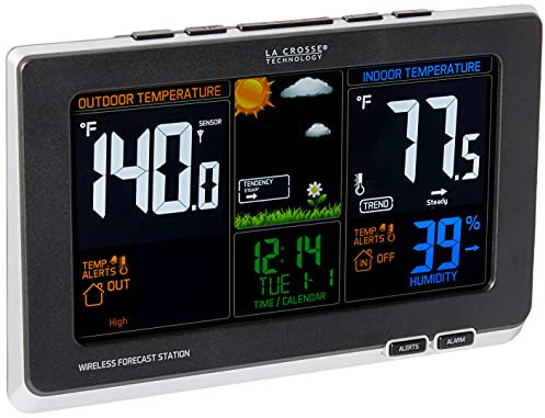 La Crosse Technology 308-1414B Wireless Atomic Digital Color Forecast Station with Alerts, Black(US Version imported by uShopMall U.S.A.)