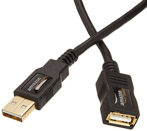Amazon Basics 2-Pack USB-A 2.0 Extension Cable, Male to Female, Gold-Plated Connectors, 480Mbps Transfer Speed, 3.3 Foot, Black
