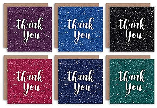Wee Blue Coo Thank You Cards x6 Dark Pretty Stars Multicoloured (6 Designs) _CS