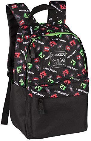 JINX Minecraft 17 Creepy Things Rucksack, Grün, Schwarz, 8488, Schwarz, 41 cm