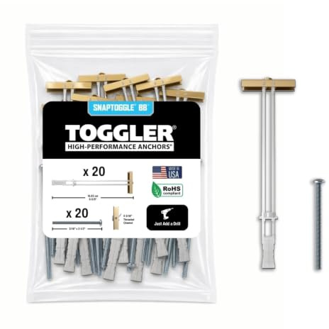 TOGGLER SNAPTOGGLE Drywall Anchor with Included Bolts for 1/4-20 Fastener Size; Holds up to 265 pounds Each in 1/2-in Drywall by TOGGLER (20 Pack)