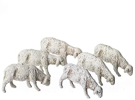 Moranduzzo 6 Ovejas Surtidas para Belén de 6 Cm Escala 1:32 - Figuras de Belén Indestructibles - Pintura Acabada a Mano, Producto Oficial, Escultor M. Landi