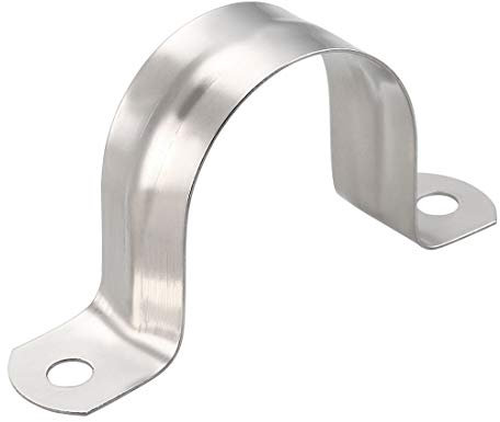 sourcing map 40mm Fixation Tuyau Clip Tube Attacher Collier de Serrage Pince Rigide Tube Sangle 2 Trous 304 Acier Inoxydable 8pcs