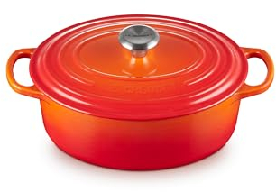 Le Creuset Horno holandés ovalado de hierro fundido esmaltado, 2.75 cuartos de galón, llama