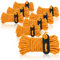 com-four® 8X Cuerdas de sujeción de 4 m Cada una para Camping Reflectantes en Naranja - Cuerda de Tienda con Hebilla de sujeción - Cuerda de tensión - Cuerda de Camping - Tensor de Cuerda