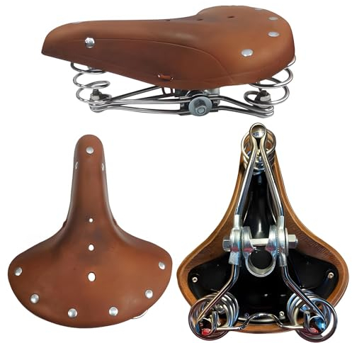 Fahrradsattel BGB-902 Hellbraun Ledersattel Retro Sattel Fahrradsitz Hollandrad gefedert