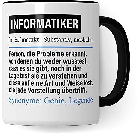Informatiker Tasse lustig Definition, Informatik Programmierer Geschenk, Spruch Kaffeebecher Coder Geschenkidee, Kaffeetasse Entwickler Beruf Developer Becher