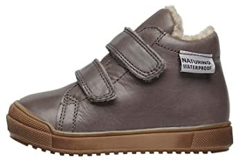 Naturino Scarponcini in Pelle con Fodera in Eco Shearling, Grigio 20