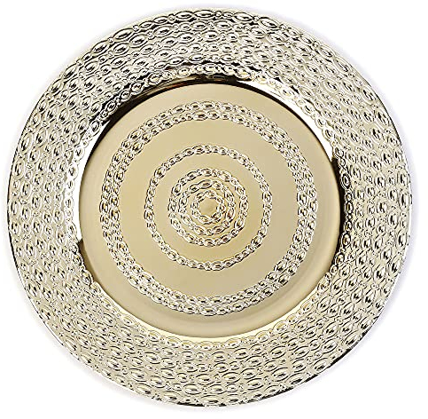 MAGIC Dekoteller Kunststoff 33 cm x 1 Stück Platzteller mit Kettenmuster Prägung Unterteller gold