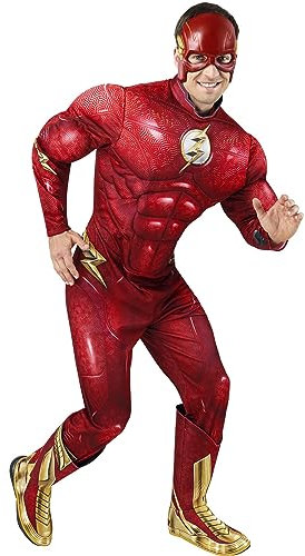 Rubie's 703017M000 DC Comics Flash the Movie Deluxe-Kostüm, Overall und Maske, Erwachsenenkostüm, Herren, Rot, Größe M