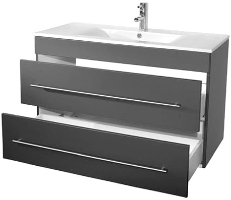 Posseik AURORA1000000104DE Aurora 1000 Badezimmerschrank, Anthrazit, Seidenglanz, 101 cm x 61,7 cm x 47,5 cm
