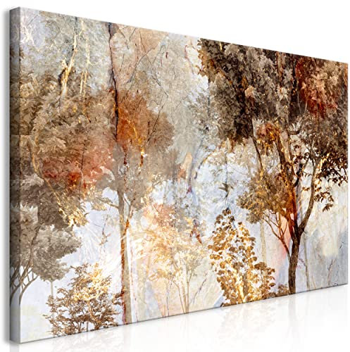 decomonkey Bilder Baum Abstrakt 140x70 cm 1 Teilig Leinwandbilder Bild auf Leinwand Vlies Wandbild Kunstdruck Wanddeko Wand Wohnzimmer Wanddekoration Deko Landschaft Wald Sepia Stein Beton Braun