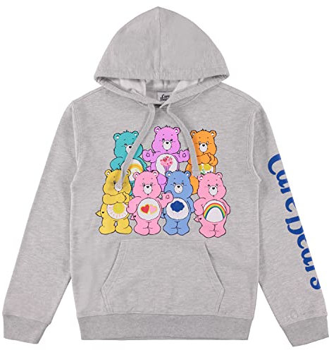 Care Bears Damen Hoodie Sweatshirt - Damen Klassische Kleidung - Cheer Friend Funshine Good Luck Hoodie Sweatshirt, Meliert, Grau, XL
