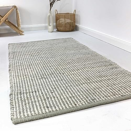 Wecon Home Handgewebter Kurzflor Esprit Kelim Teppich für Wohnzimmer, Schlafzimmer und Kinderzimmer - GOBI (130 x 190 cm, grau)