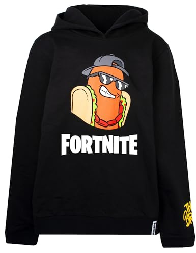 Fortnite – Hoodie für Jungen – Schwarzes Sweatshirt The Brat Hot Dog-Motiv – Hoodie aus 100% Baumwolle – Offizielles Merchandise - 15 Jahre