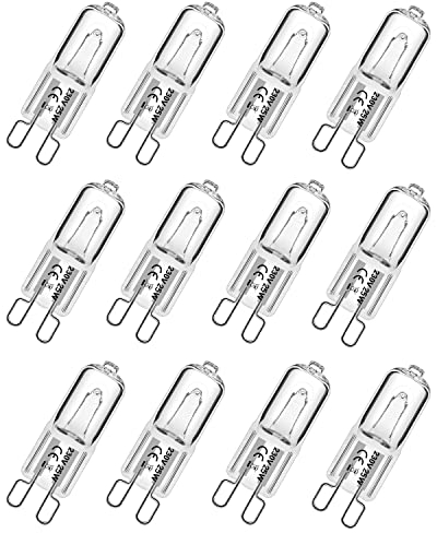 Simusi G9 Halogen Glühbirnen, 25W Halogen Leuchtmittel G9, 230V Dimmbar Halogenlampen, Warmweiße Lampen für Backofen Mikrowellenfür Ofen, 12 Stück