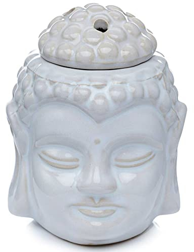 mtb more energy Duftlampe ''Wellness'' - Duftlicht Teelichthalter Thai Buddha - weiß - Höhe 13 cm - Deko Style Home Living