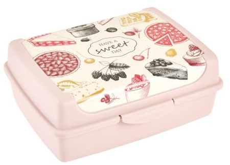 keeeper Handliche Box für Essen, 1 l, Brotdose / Lunchbox, 17 x 13 x 7 cm, Design Sweet Day, Carla Midi, Pink (Nordic Pink)