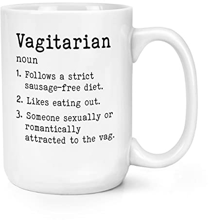 Große Tasse mit Aufschrift Vagitarische Definition, für Valentinstag, Geburtstag, 425 ml