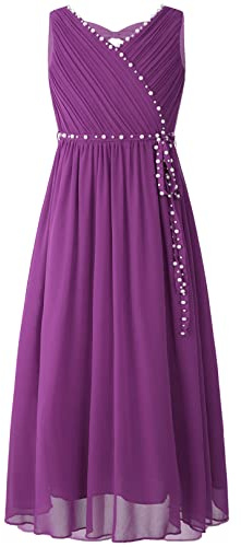 Ranrann Robe de Cérémonie Enfant Fille - Demoiselle d'Honneur, Princesse, Bal, Soirée, Communion, Fête, Anniversaire - 4-14 Ans - Violet - 7-8 Ans
