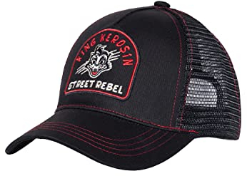 King Kerosin Herren Trucker Cap Mit Frontstickerei Baseballcap Aus Baumwolle Meshcap Snapback Mit Netz Kappe Curved Brim Schirmmütze Größenregulierbar Winter Street Rebel