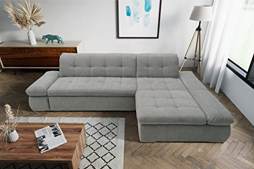 DOMO. collection Ecksofa Moric, Couch in L-Form, Eckcouch, Sofa in L-Form 300 x 172 x 80 cm (BxTxH), hellgrau