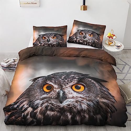 GEDAEUBA Sommer Bettwäsche 140x200 Eulen - Vogelmotiv Bettbezug 140x200 2er Set, Wendebettwäsche und Kissenbezug 70x90, Weiche & Atmungsaktive Mikrofaser Bettwäsche-Sets mit Reißverschluss