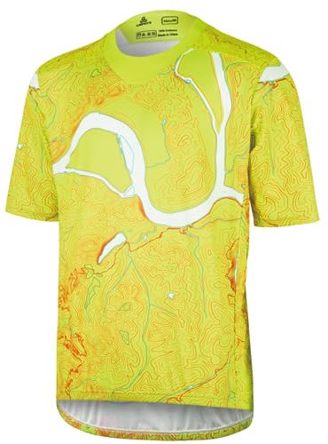 CEROTIPOLAR Herren Loose Fit Radtrikot Bike Shirts 3 Gesäßtaschen Feuchtigkeitstransport, atmungsaktiv, schnell trocknend, gelb, L