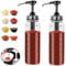 ZNZNANG 2PCS Sauce Pump Dispenser Glass, 17 oz Condiment Press Bottles- No Drip, Food Grade Pumps for Honey, Syrups, Oil, Condiments, Salad Dressings and More
