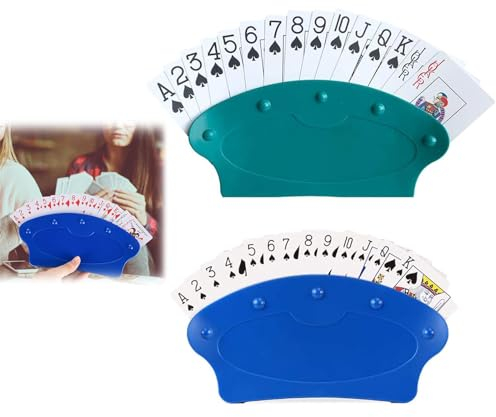 Bavooty Porte Carte Enfant,Support Poker Plastique,Support de Jeu de Cartes,Support Carte à Jouer,Porte Cartes à Jouer Mains Libres,Porte Carte Jeu pour Enfants,Porte-Cartes Jeux Enfants,Bleu+Vert