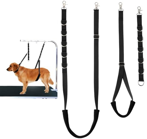 FURSDOLY Hundepflegeschlaufen Hundepflege Zubehör Hundepflege Bauchgurte Haustier Hund Groomer Verlängerungsgurte für Haustier Hund Fellpflege Tisch Fellpflege Arm (Schwarz)