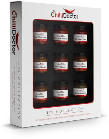 The Chilli Doctor® No 9 Collection – Chili-Probierset | Chilli Gewürz Geschenkset - 9 Scharfe Gewürze, Fermentierte Chilli Püree, Vielfältige Schärfegrade, Geschenkset für Griller & Chili-Fans