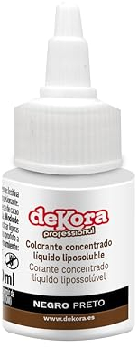 dekora - Fettlösliche Flüssige Lebensmittelfarbe Super Color - Färben Sie Ihre Rezepte Ganz Einfach - Azofrei, Glutenfrei und ohne Zuckerzusatz - Schwarze Lebensmittelfarbe Flüssig 30 ml