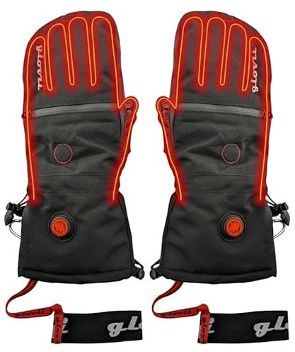 Glovii GS21 – Universal 2-in-1 Beheizte Handschuhe mit Isolierter Abdeckung, Touchscreen-fähig, Schwarz – Größe L