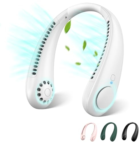 Namouk Ventilador de Cuello, Silencioso Mini Ventilador Portatil Refrigeración, Ventilador Cuello Colgante Sin Hojas con 3 Velocidades para Senderismo,Viajes, Campin